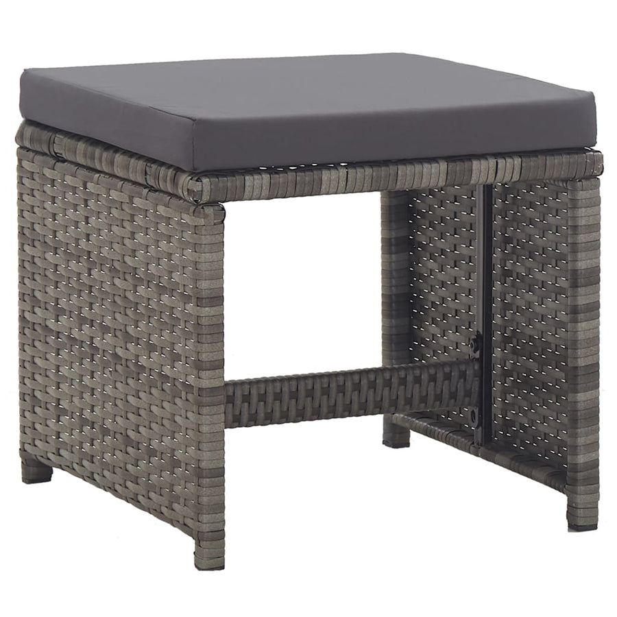 17-delige Tuinset met kussens poly rattan grijs
