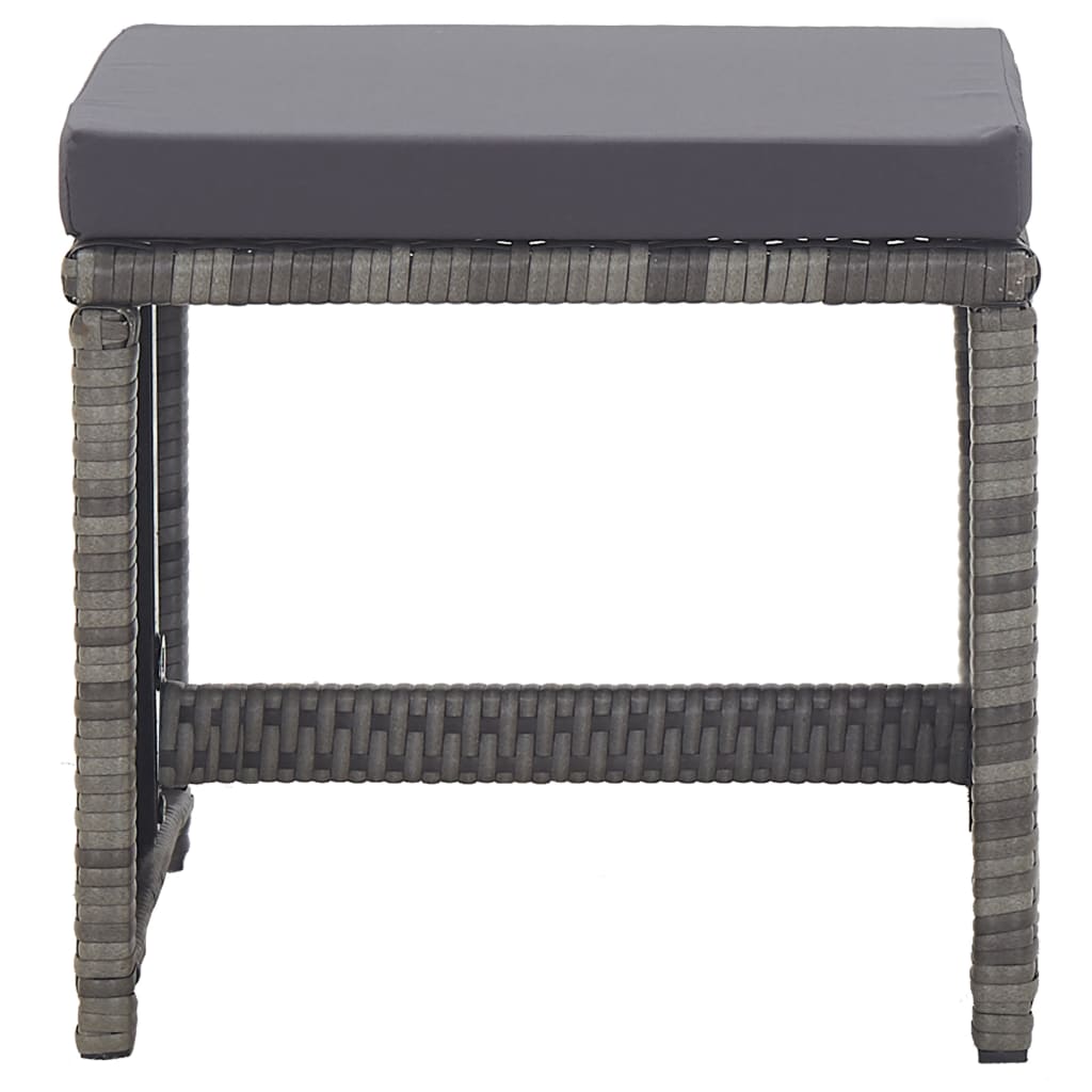17-delige Tuinset met kussens poly rattan grijs