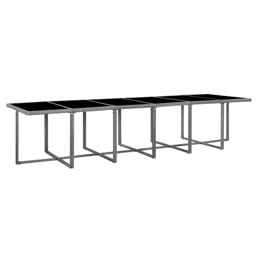 17-delige Tuinset met kussens poly rattan grijs