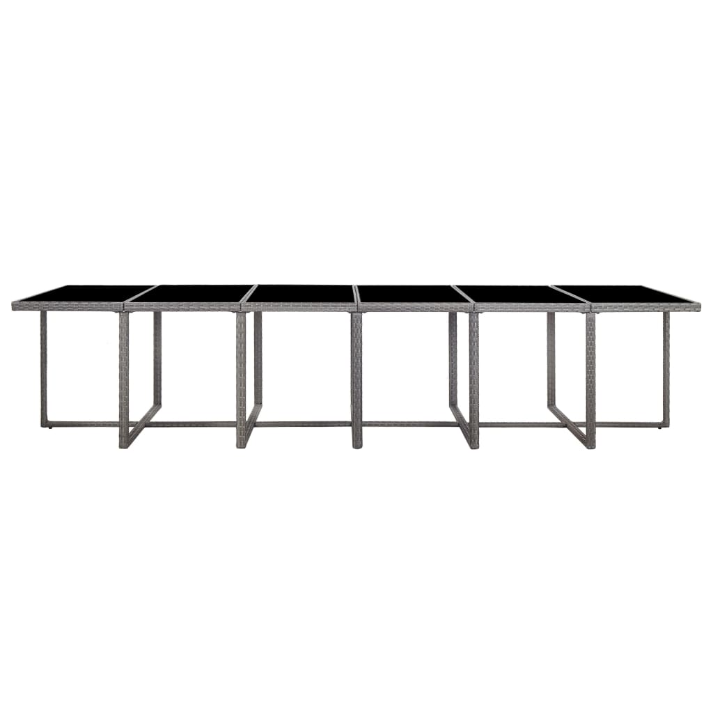 17-delige Tuinset met kussens poly rattan grijs
