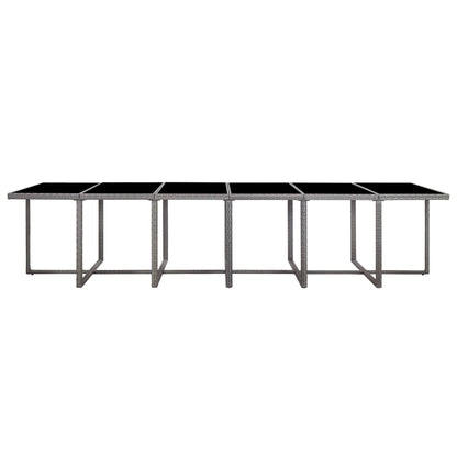 17-delige Tuinset met kussens poly rattan grijs