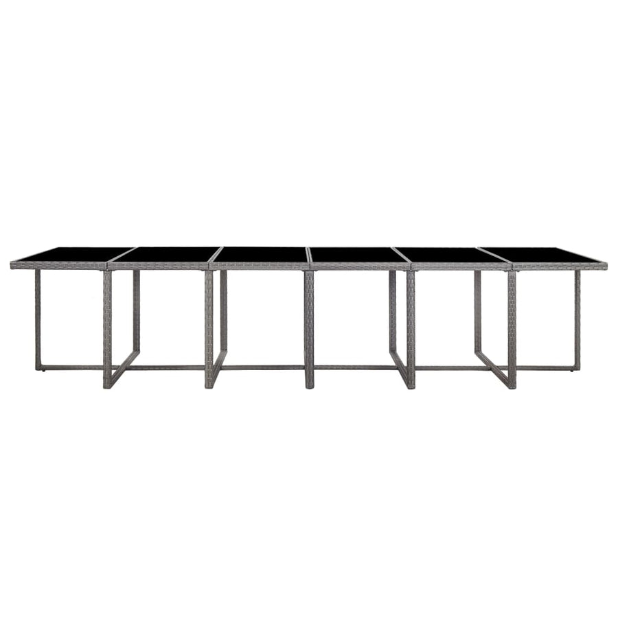 17-delige Tuinset met kussens poly rattan grijs