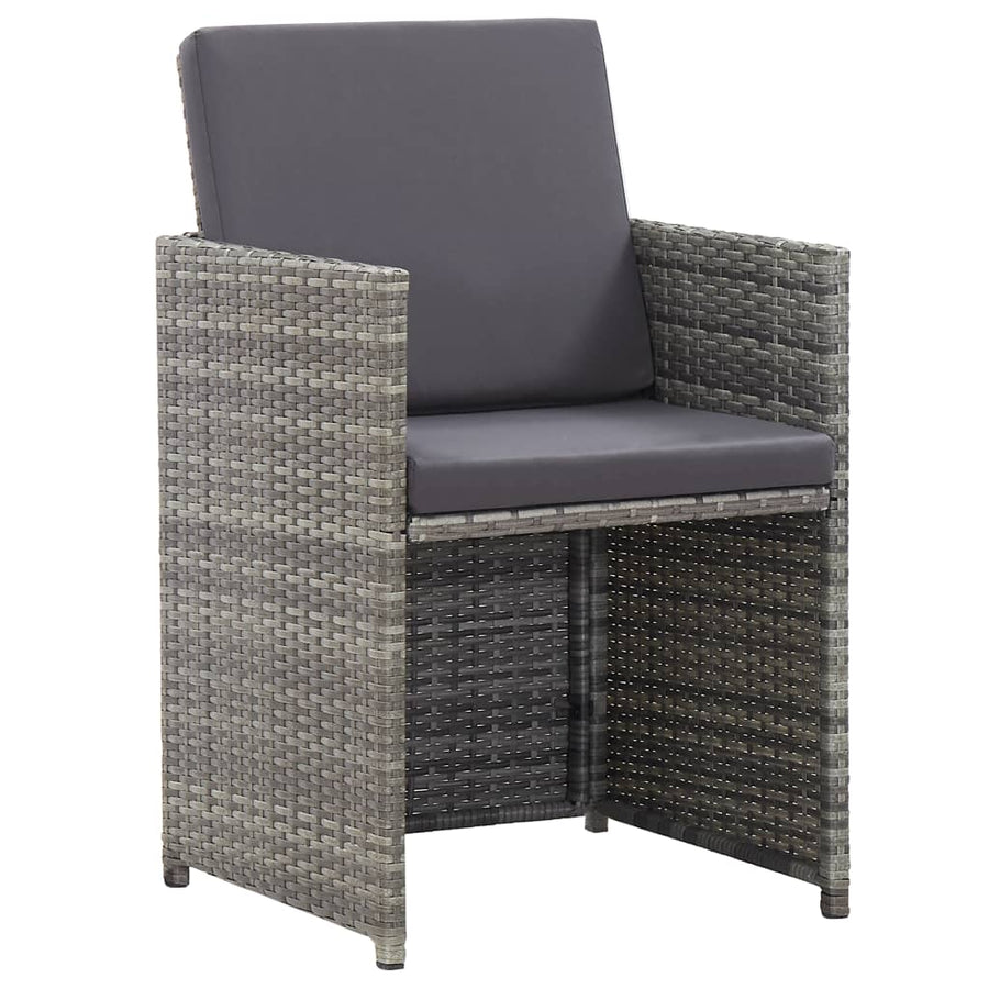 17-delige Tuinset met kussens poly rattan grijs
