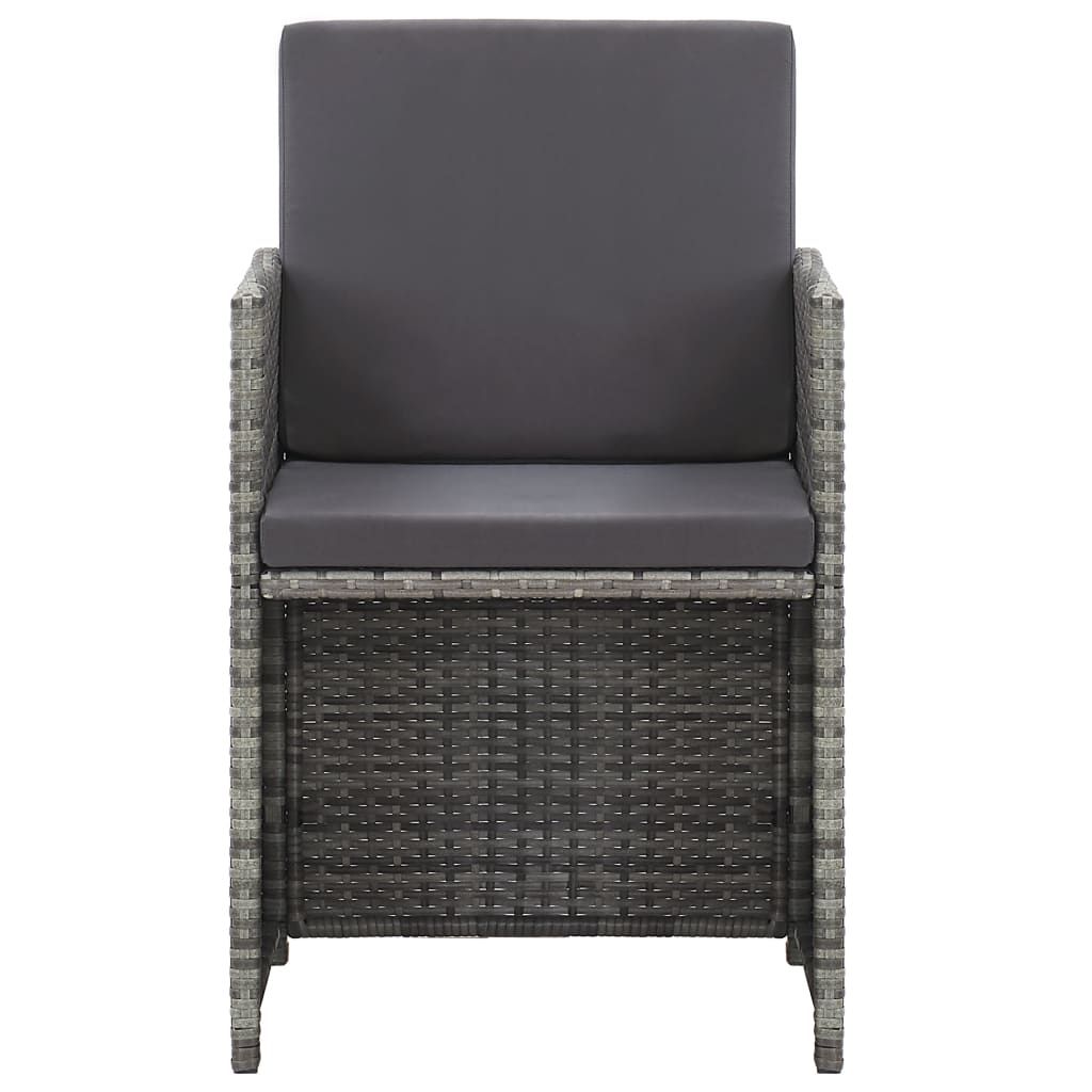 17-delige Tuinset met kussens poly rattan grijs