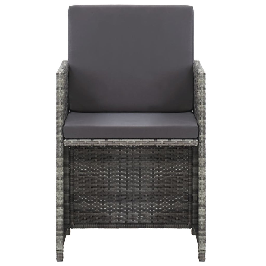 17-delige Tuinset met kussens poly rattan grijs