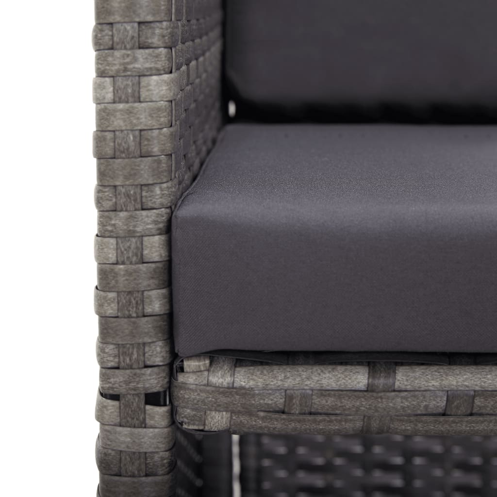 17-delige Tuinset met kussens poly rattan grijs