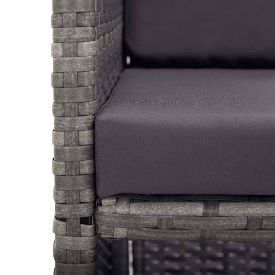 17-delige Tuinset met kussens poly rattan grijs