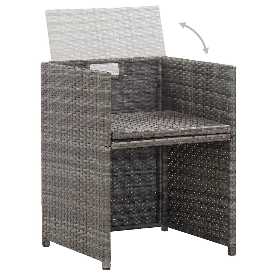 17-delige Tuinset met kussens poly rattan grijs