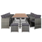 Tuinset 17-delig poly rattan grijs