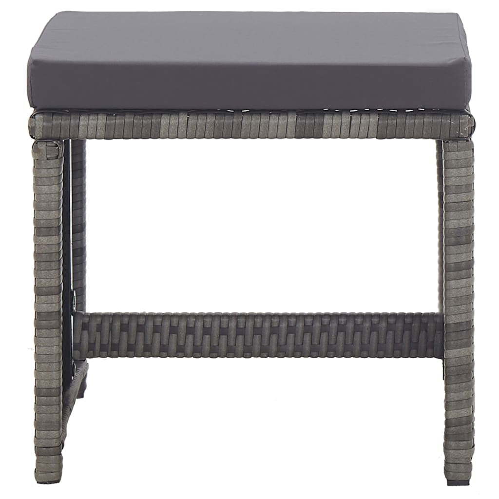 17-Delige Tuinset Met Kussens Poly Rattan Grijs Grijs en bruin 12x Fauteuil + 4x voetensteun + Tafel