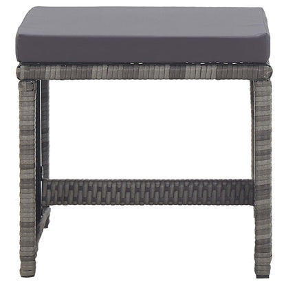 17-Delige Tuinset Met Kussens Poly Rattan Grijs Grijs en bruin 12x Fauteuil + 4x voetensteun + Tafel