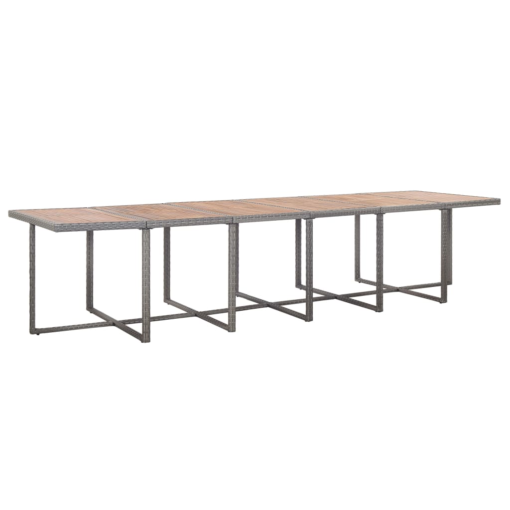 17-Delige Tuinset Met Kussens Poly Rattan Grijs Grijs en bruin 12x Fauteuil + 4x voetensteun + Tafel