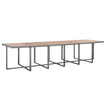 17-Delige Tuinset Met Kussens Poly Rattan Grijs Grijs en bruin 12x Fauteuil + 4x voetensteun + Tafel