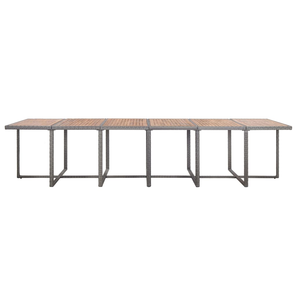 17-Delige Tuinset Met Kussens Poly Rattan Grijs Grijs en bruin 12x Fauteuil + 4x voetensteun + Tafel
