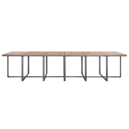 17-Delige Tuinset Met Kussens Poly Rattan Grijs Grijs en bruin 12x Fauteuil + 4x voetensteun + Tafel