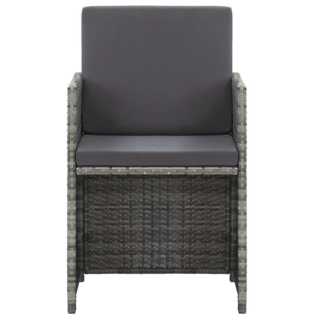 17-Delige Tuinset Met Kussens Poly Rattan Grijs Grijs en bruin 12x Fauteuil + 4x voetensteun + Tafel