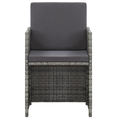 17-Delige Tuinset Met Kussens Poly Rattan Grijs Grijs en bruin 12x Fauteuil + 4x voetensteun + Tafel