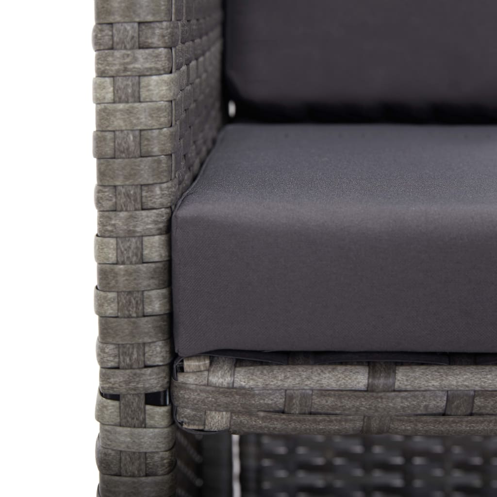 17-Delige Tuinset Met Kussens Poly Rattan Grijs Grijs en bruin 12x Fauteuil + 4x voetensteun + Tafel