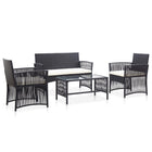 4-piece Lounge Set with cushions poly rattan black