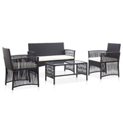 Loungeset 4-delig poly rattan zwart