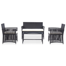 -Delige Loungeset Met Kussen Poly Rattan Zwart