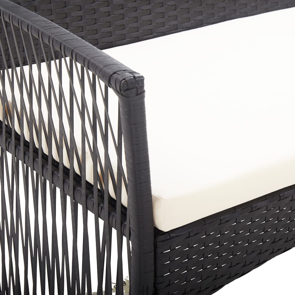 -Delige Loungeset Met Kussen Poly Rattan Zwart
