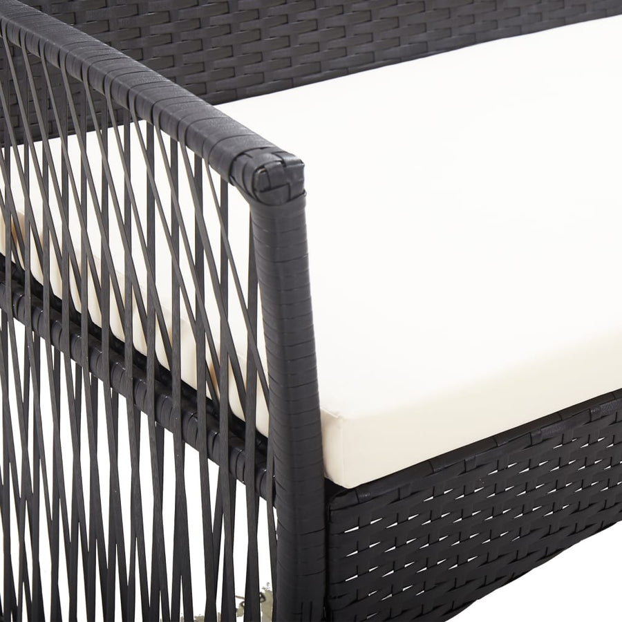 -Delige Loungeset Met Kussen Poly Rattan Zwart