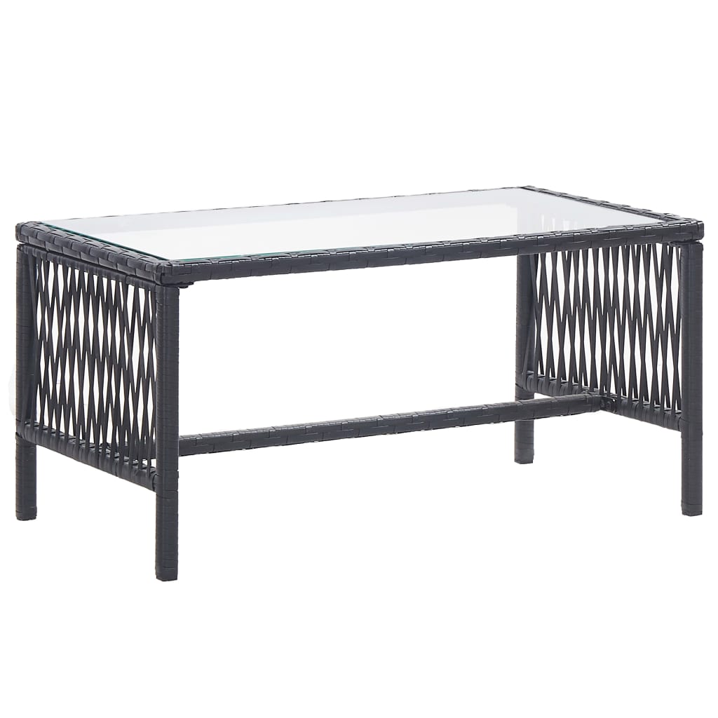 -Delige Loungeset Met Kussen Poly Rattan Zwart