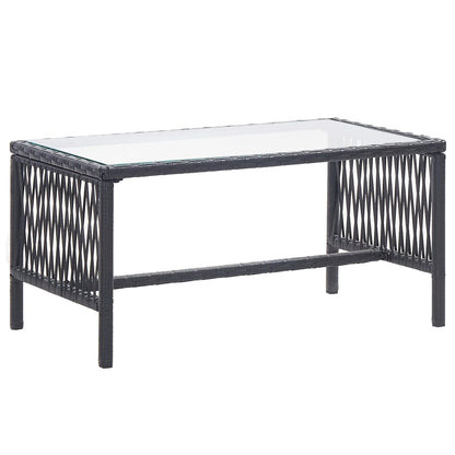 -Delige Loungeset Met Kussen Poly Rattan Zwart