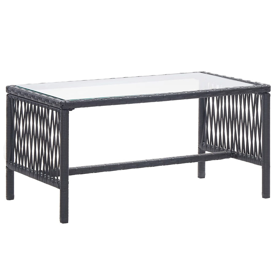 -Delige Loungeset Met Kussen Poly Rattan Zwart