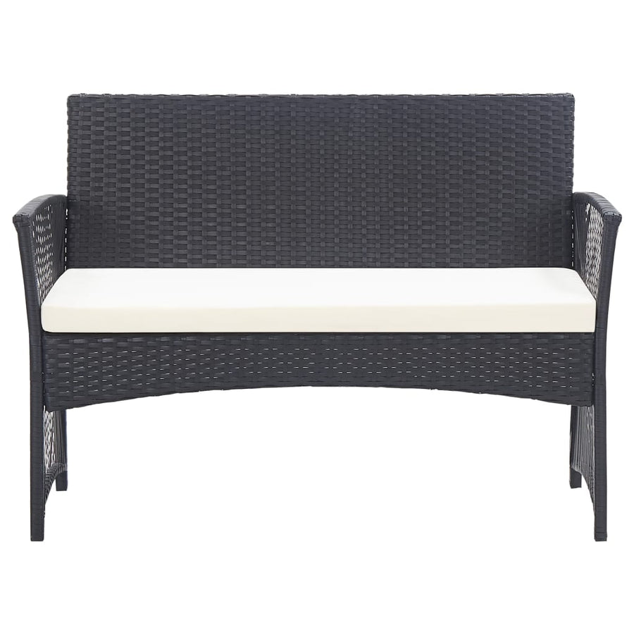-Delige Loungeset Met Kussen Poly Rattan Zwart