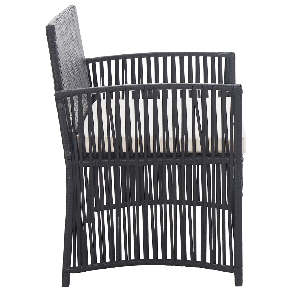 -Delige Loungeset Met Kussen Poly Rattan Zwart
