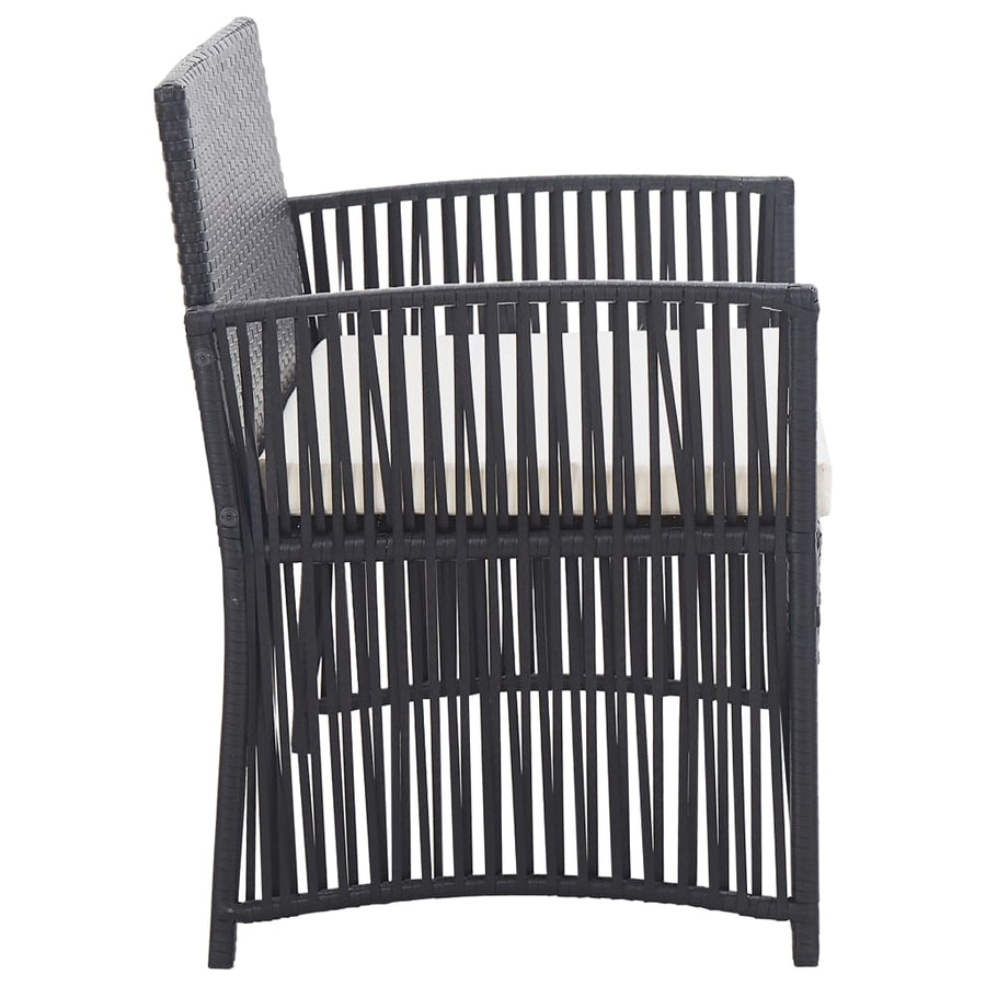 -Delige Loungeset Met Kussen Poly Rattan Zwart