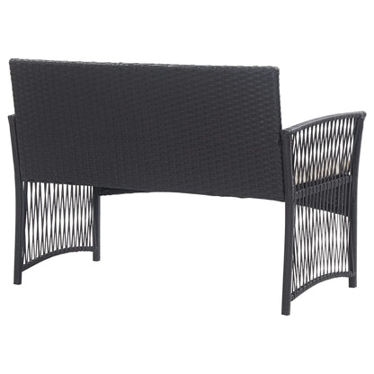 -Delige Loungeset Met Kussen Poly Rattan Zwart
