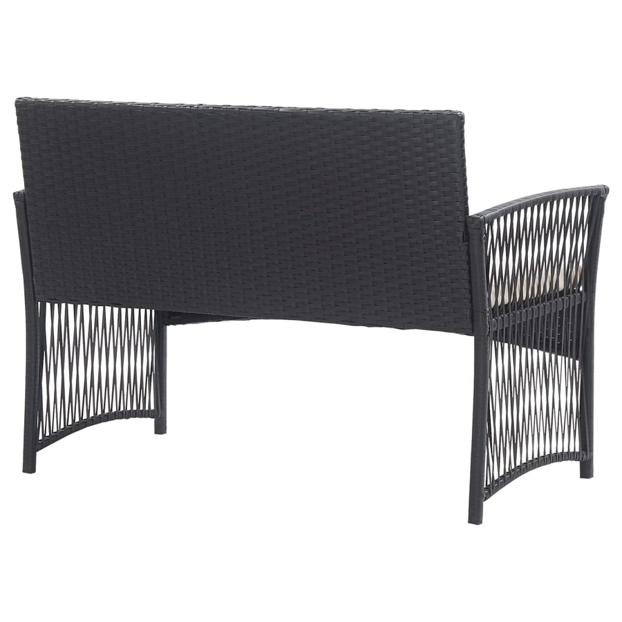 -Delige Loungeset Met Kussen Poly Rattan Zwart