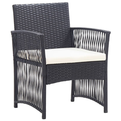 -Delige Loungeset Met Kussen Poly Rattan Zwart