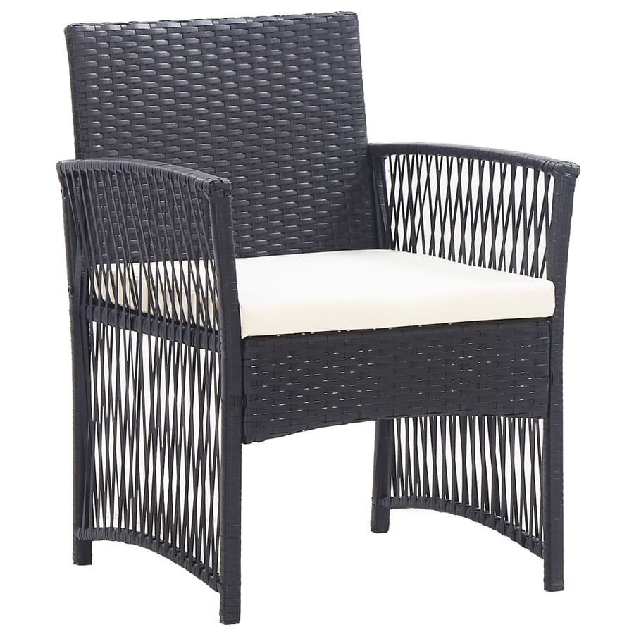 -Delige Loungeset Met Kussen Poly Rattan Zwart