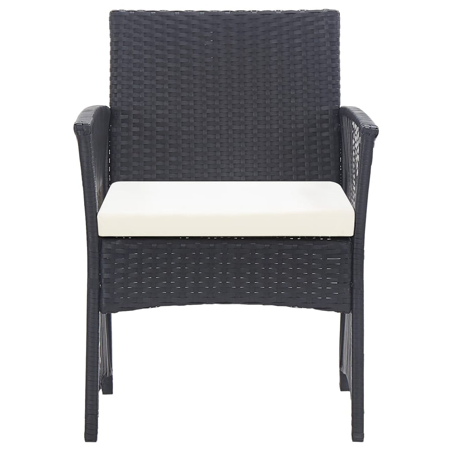 -Delige Loungeset Met Kussen Poly Rattan Zwart