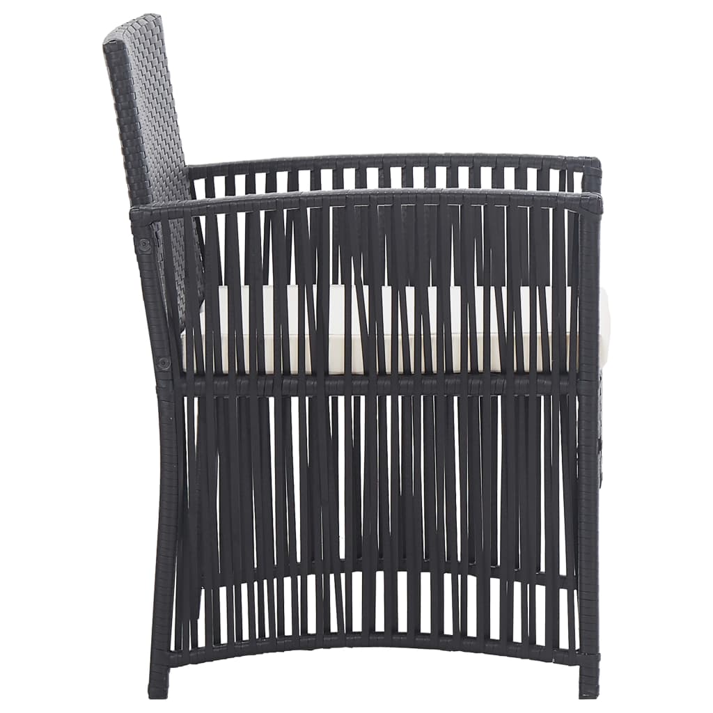 -Delige Loungeset Met Kussen Poly Rattan Zwart