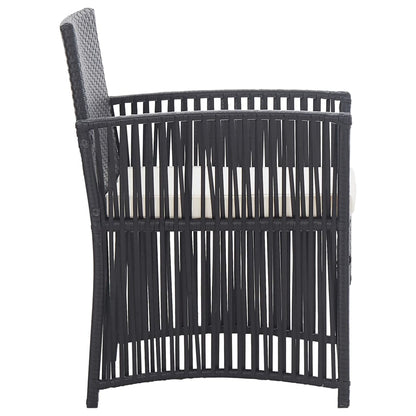 -Delige Loungeset Met Kussen Poly Rattan Zwart