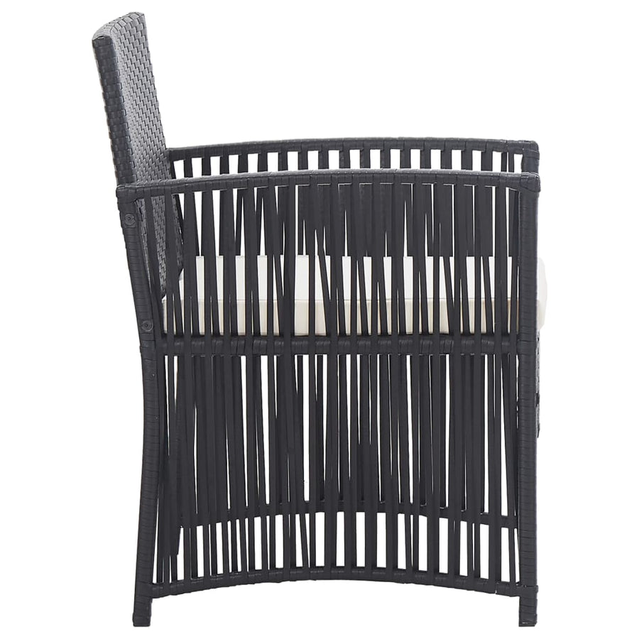 -Delige Loungeset Met Kussen Poly Rattan Zwart