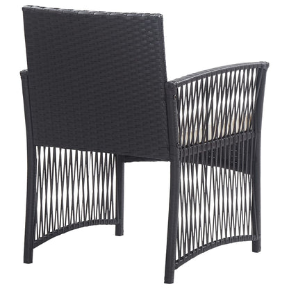 -Delige Loungeset Met Kussen Poly Rattan Zwart