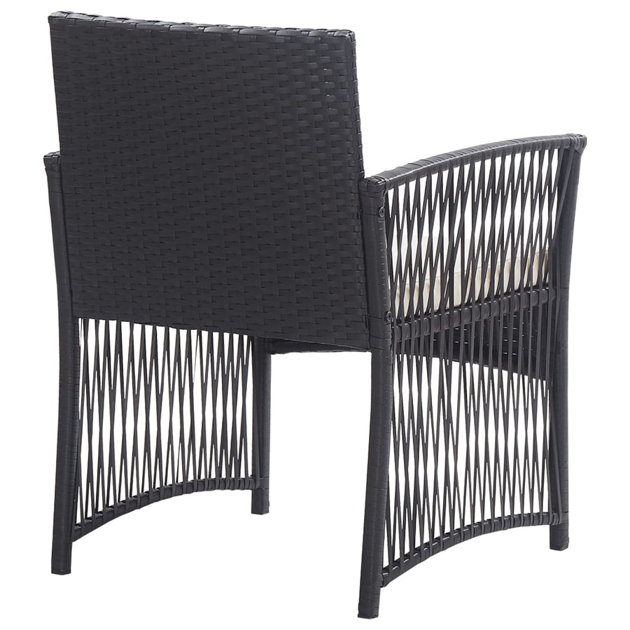 -Delige Loungeset Met Kussen Poly Rattan Zwart