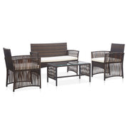 Loungeset 4-delig poly rattan bruin