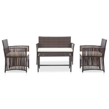-Delige Loungeset Met Kussens Poly Rattan Bruin