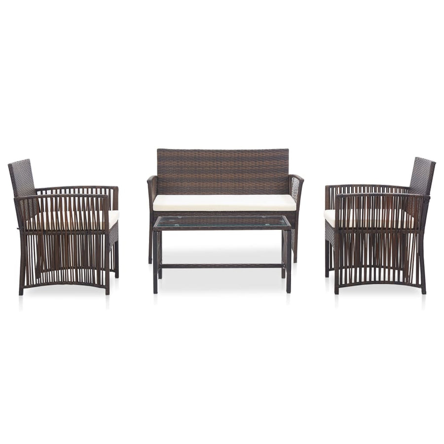 -Delige Loungeset Met Kussens Poly Rattan Bruin