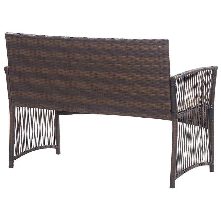 -Delige Loungeset Met Kussens Poly Rattan Bruin