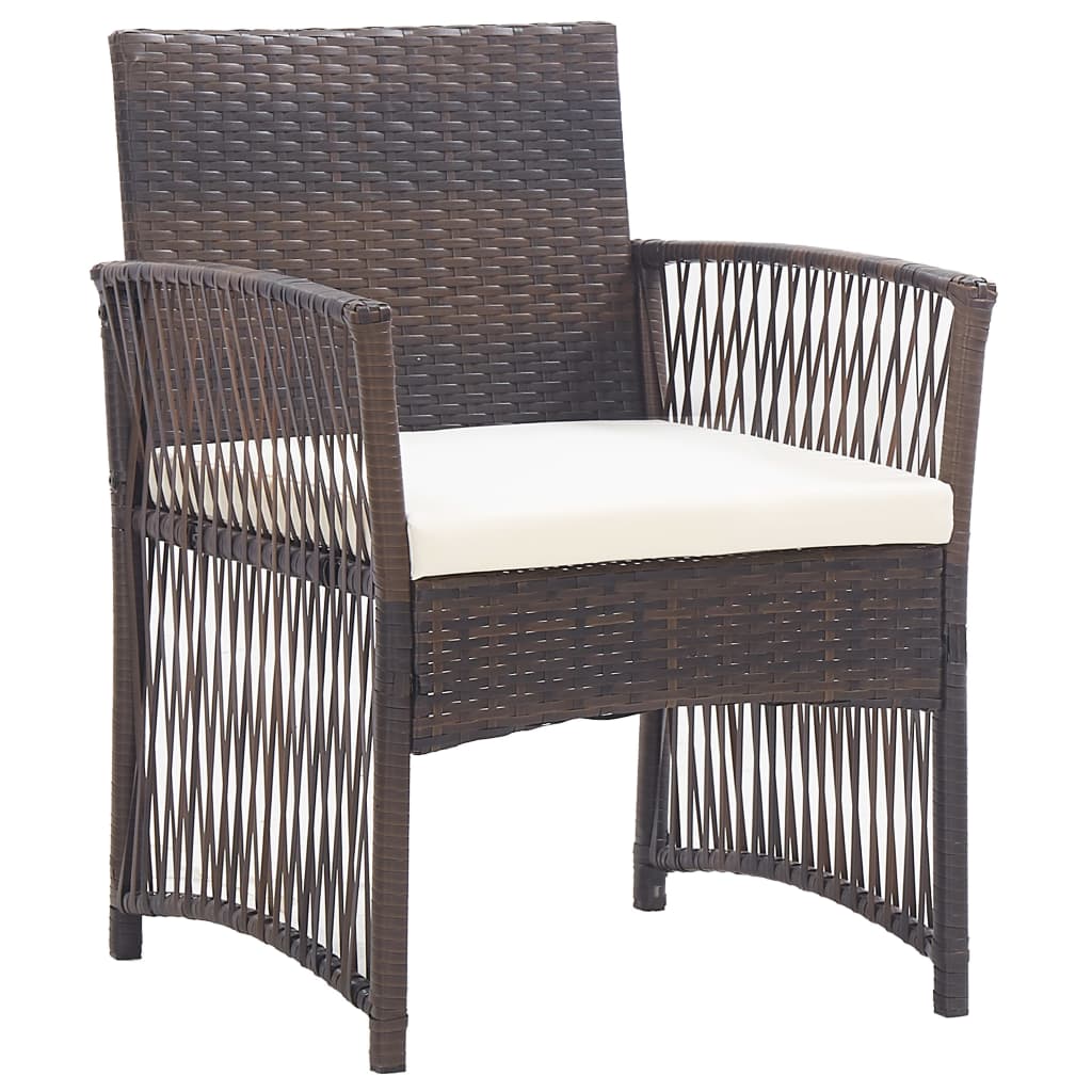 -Delige Loungeset Met Kussens Poly Rattan Bruin