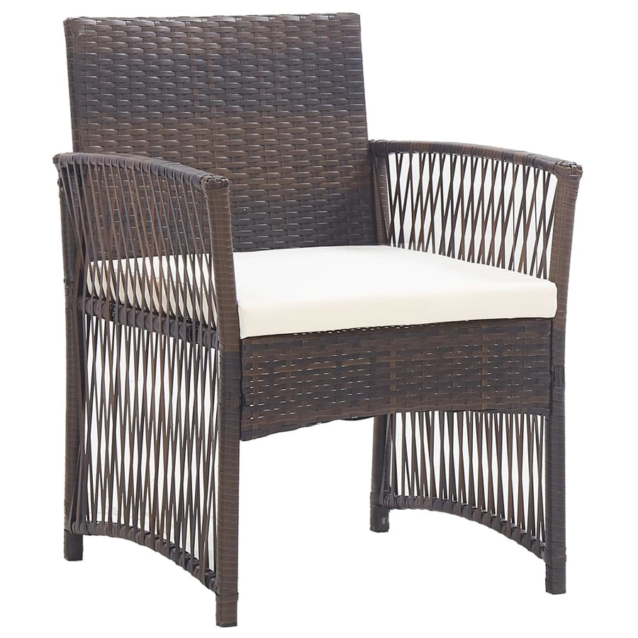 -Delige Loungeset Met Kussens Poly Rattan Bruin