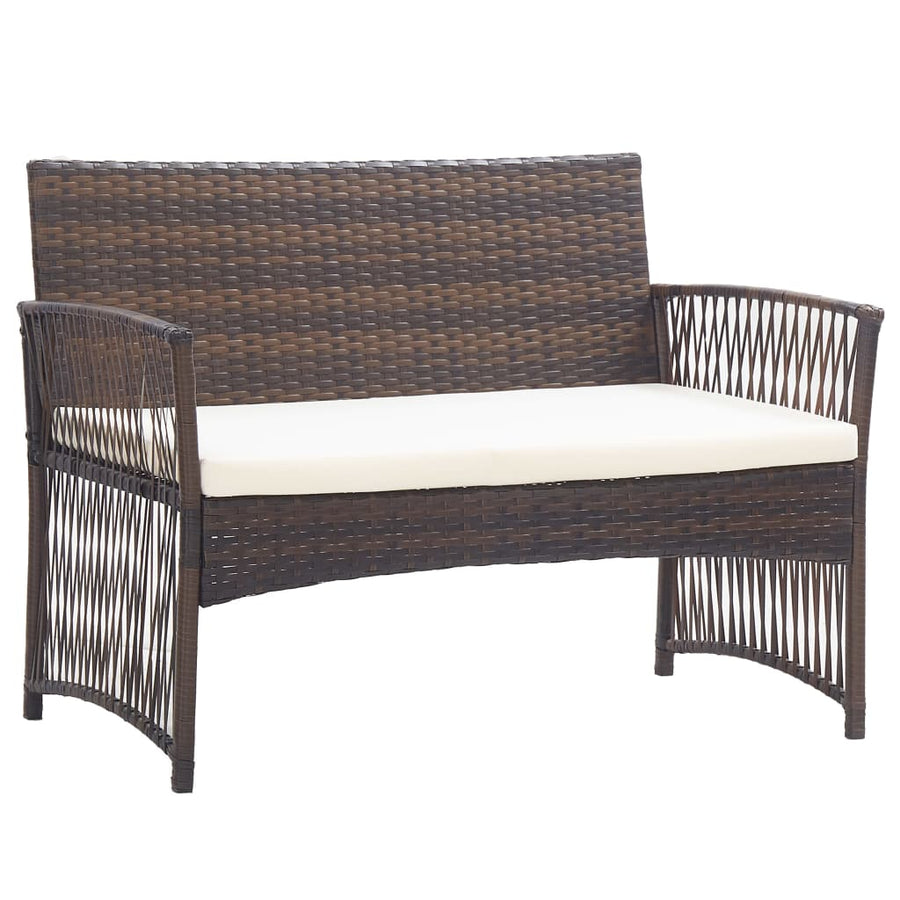 -Delige Loungeset Met Kussens Poly Rattan Bruin